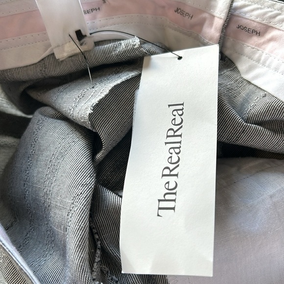 JOSEPH Striped Wide Leg Pants Grey White Pockets France Career Sz XS - Picture 10 of 12